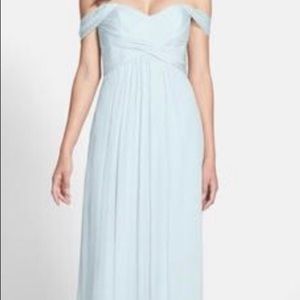Amsale Off the should dress (G851C Ice Blue)